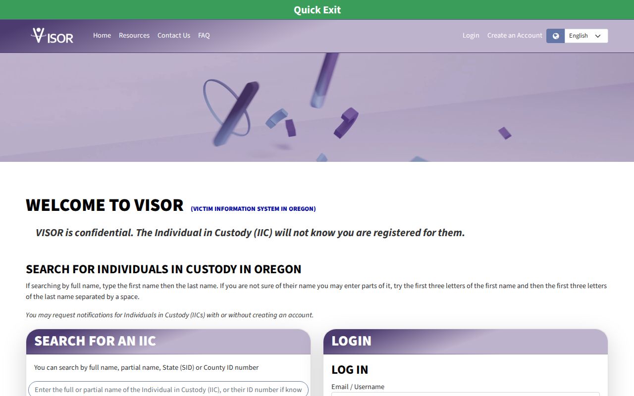 Oregon VISOR name SID and county ID search
