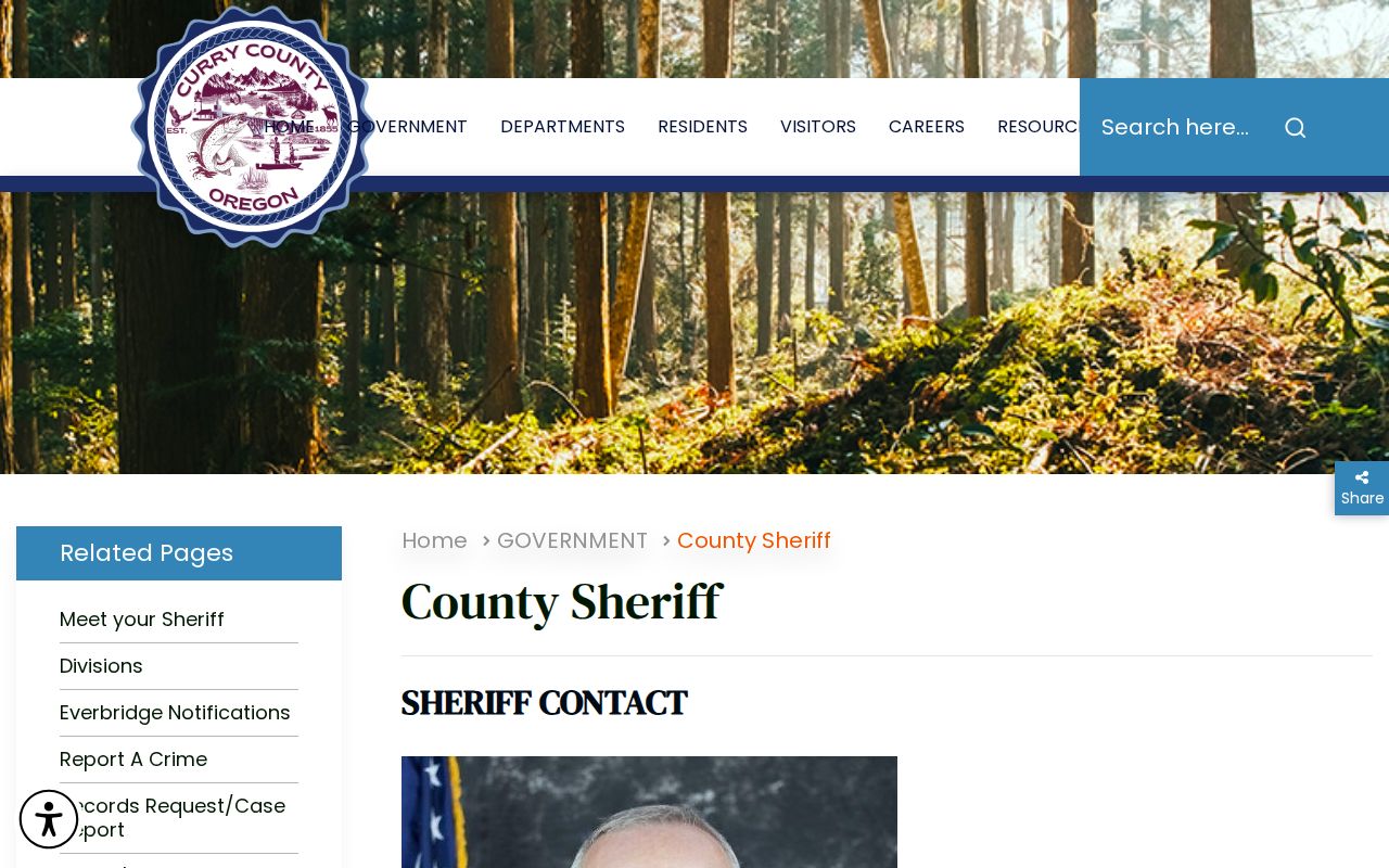 Curry County Sheriff headquarters page and contact information