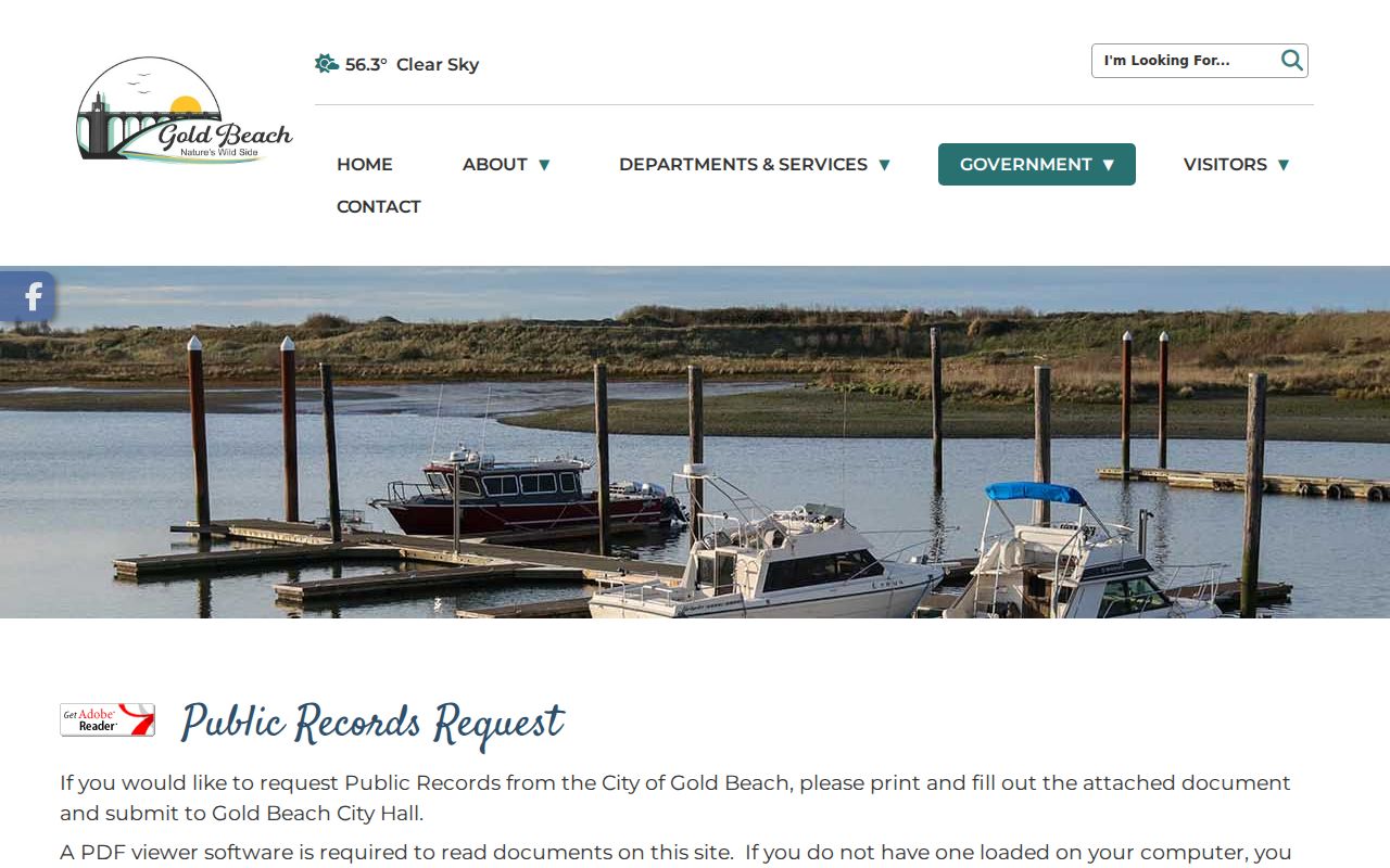 Gold Beach criminal records public request page